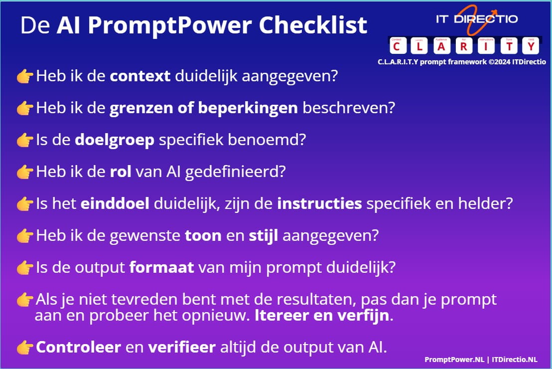 PromptPower Checklist - C.L.A.R.I.T.Y. framework